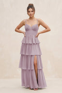Cami Strap Tiered A - Line Chiffon Bridesmaid Dress in Dusk - KissProm Bridesmaid Dresses