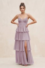 Cami Strap Tiered A - Line Chiffon Bridesmaid Dress in Dusk - KissProm Bridesmaid Dresses