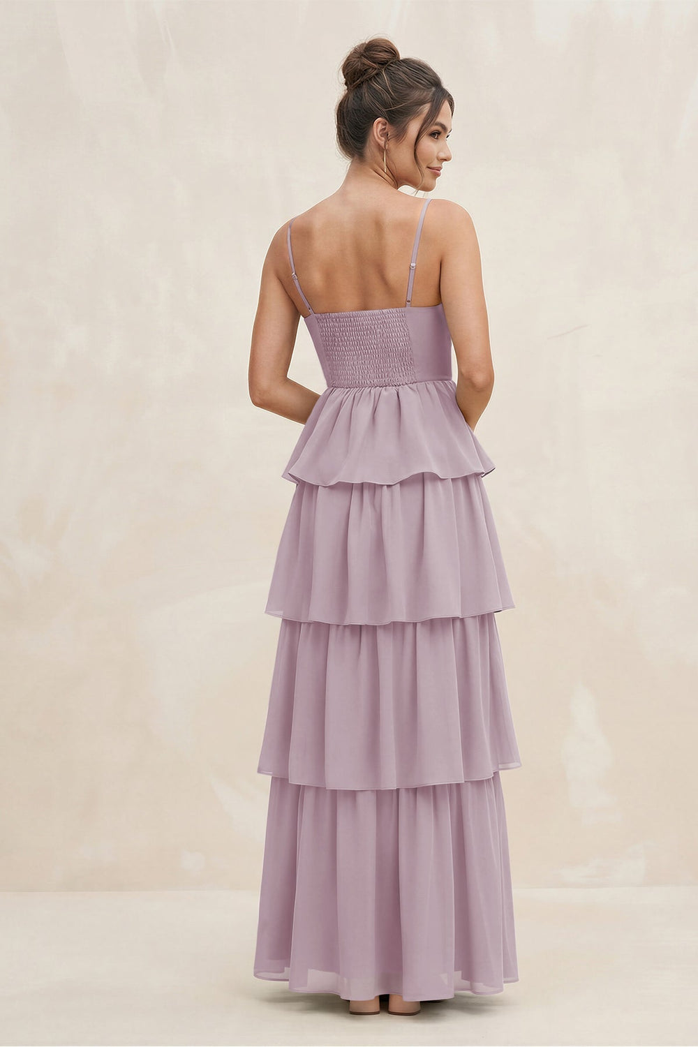 Cami Strap Tiered A - Line Chiffon Bridesmaid Dress in Dusk - KissProm Bridesmaid Dresses