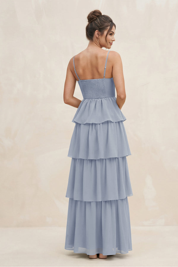 Cami Strap Tiered A - Line Chiffon Bridesmaid Dress in Twilight - KissProm Bridesmaid Dresses