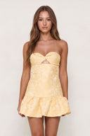 Yellow Sweetheart Jacquard A-Line Ruffled Homecoming Dress | KISSPROM
