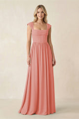 Cap Sleeve Corset A - Line Chiffon Bridesmaid Dress in Mulberry - KissProm Bridesmaid Dresses