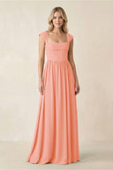 Cap Sleeve Corset A - Line Chiffon Bridesmaid Dress in Rosette - KissProm Bridesmaid Dresses