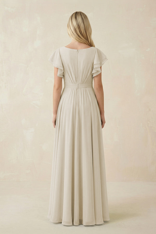 Cap Sleeve Ruffled A-Line Chiffon Bridesmaid Dress in Dove Gray, Dove Gray / Custom Size( Free ) Cap Sleeve Ruffled A-Line Chiffon Bridesmaid Dress in Dove Gray, Dove Gray / Custom Size( Free )