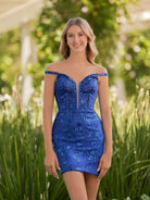 Cataleya | Sheath Sequins Off the Shoulder Short Lace Homecoming Dress - KissProm