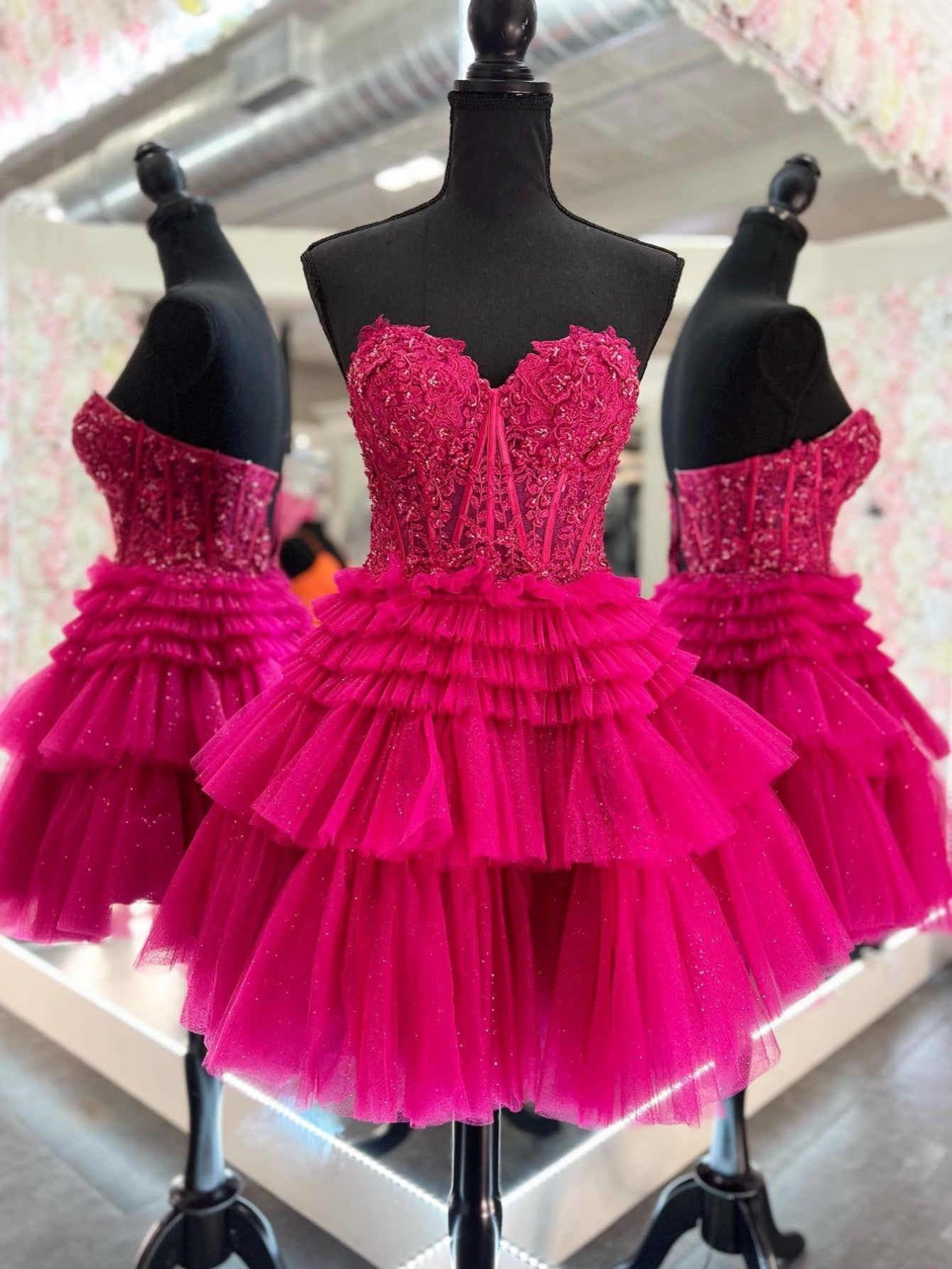 Natalie | A Line Sweetheart Homecoming Dress with Ruffles