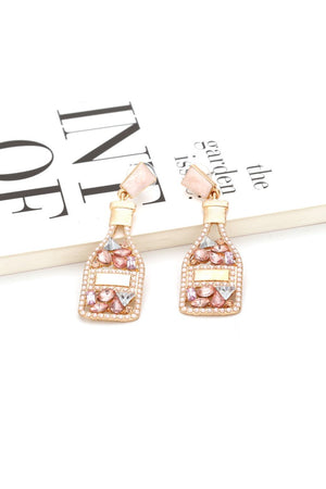 Champagne Bottle Earrings Rhinestone Crystal - KissProm