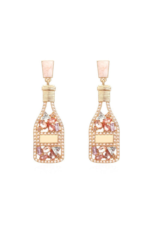 Champagne Bottle Earrings Rhinestone Crystal - KissProm