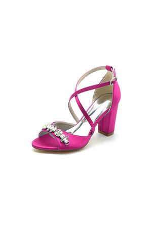 Champagne Cross - Strap High Heels with Crystal Embellishments - KissProm