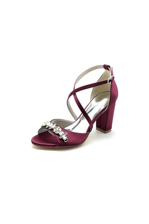 Champagne Cross - Strap High Heels with Crystal Embellishments - KissProm