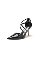 Champagne Patent Leather Wedding Shoes with Straps - KissProm