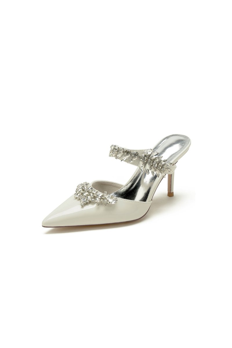 Champagne Pointed Toe Wedding Shoes with Rhinestone - KissProm