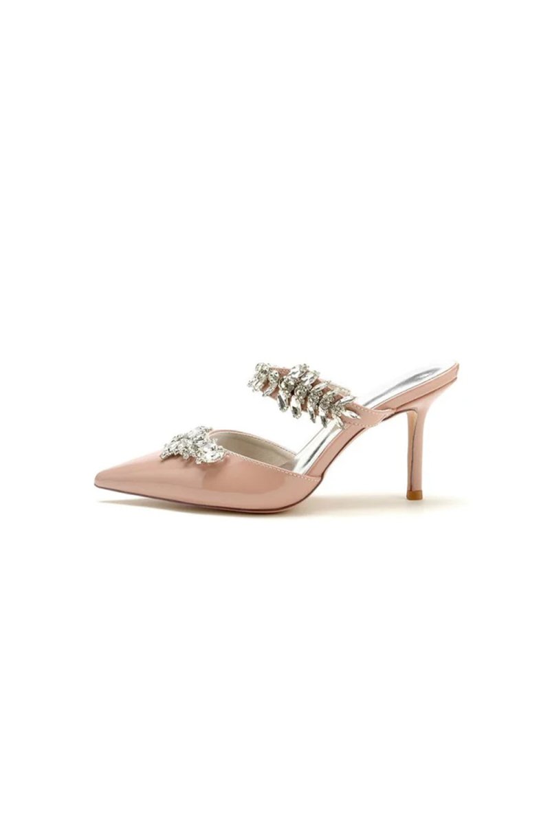 Champagne Pointed Toe Wedding Shoes with Rhinestone - KissProm