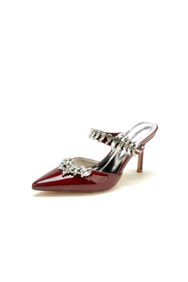 Champagne Pointed Toe Wedding Shoes with Rhinestone - KissProm