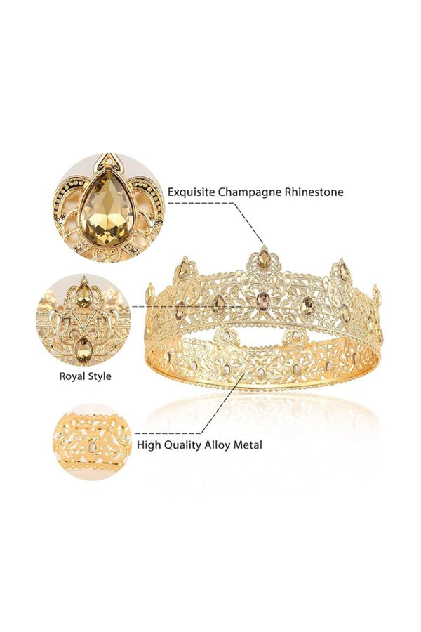 Champagne Rhinestone Birthday Crown for Men - KissProm