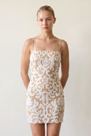 Champagne Sheath Spaghetti Straps Sequins Mini Party Dress | KISSPROM