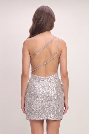Champagne Sparkly One Shoulder Bodycon Sequins Mini Homecoming Dresses | KISSPROM