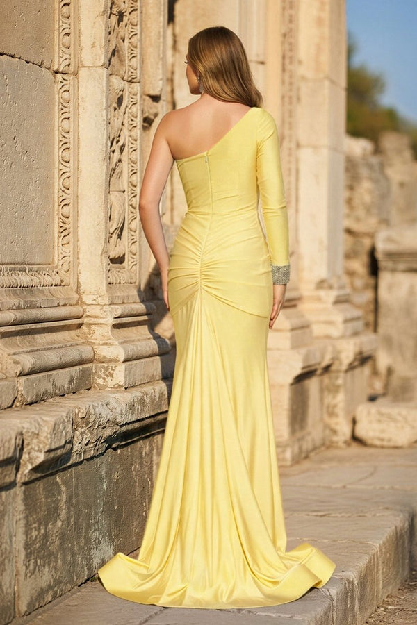 Blue One - Sleeve Mermaid Long Gown with Slit - KissProm