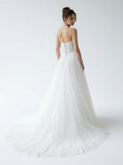 Charming A - Line Strapless Tulle Lace Wedding Dresses - KissProm
