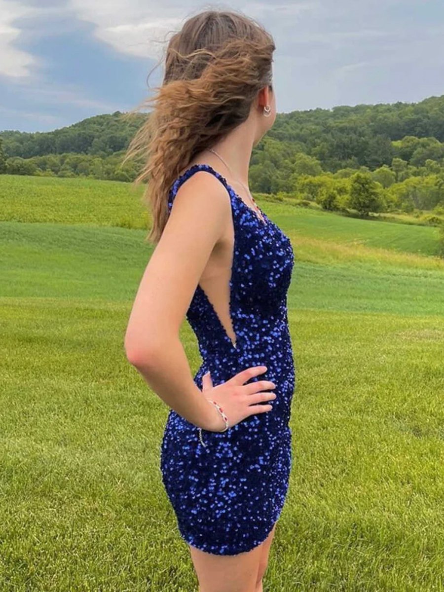 Annora |Bodycon V Neck Sequins Homecoming Dress