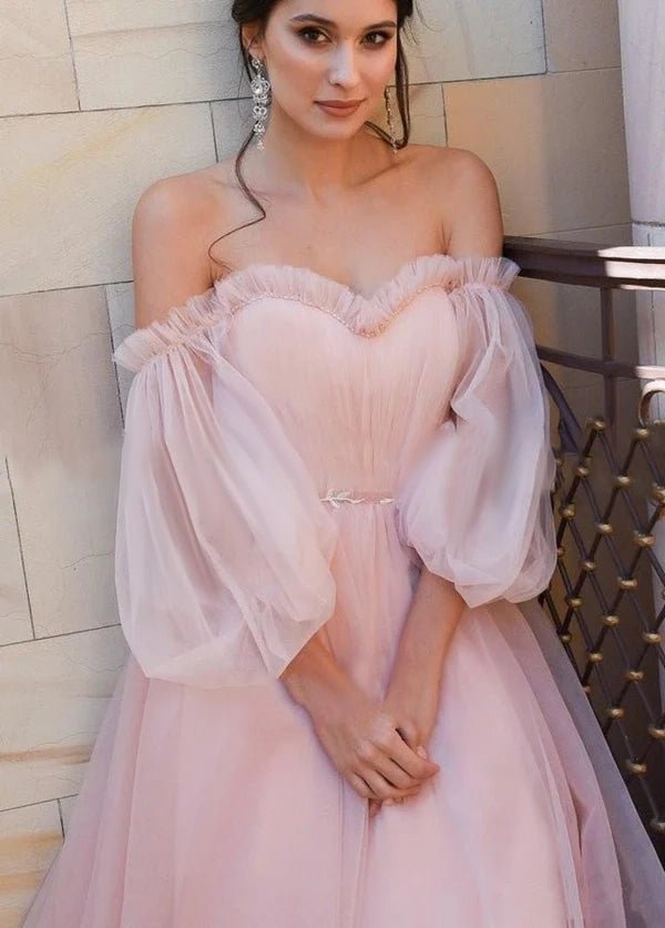 Pink Bohemian Unique  Sweetheart Long-Sleeve Wedding Dresses