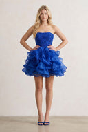 A-line Lace Appliques Organza Short Homecoming Dress - KissProm