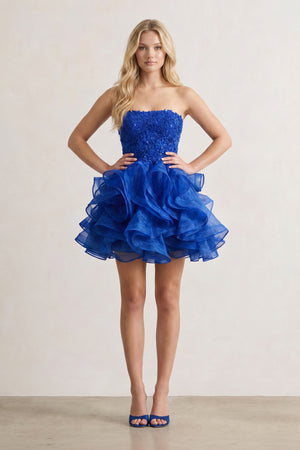 A-line Lace Appliques Organza Short Homecoming Dress - KissProm