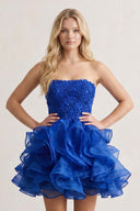 A-line Lace Appliques Organza Short Homecoming Dress - KissProm