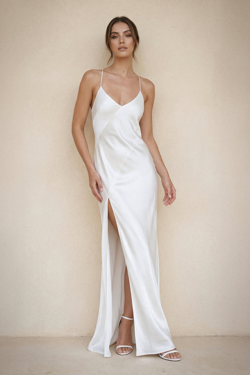 Jovana | Charming Sheath Silk Satin Wedding Dresses with Slit
