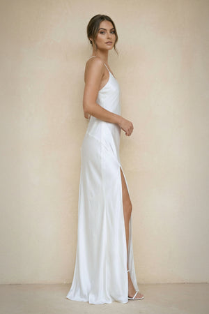 Jovana | Charming Sheath Silk Satin Wedding Dresses with Slit