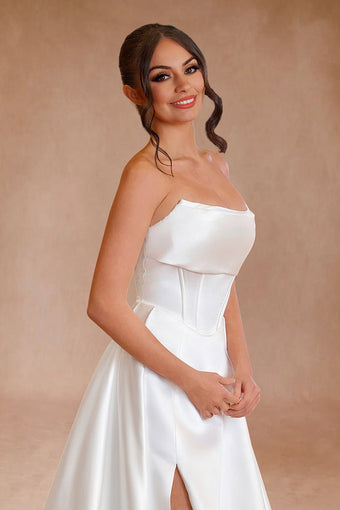 7 COLOUR AVAIBLE . STRAPLESS SATIN A-LINE DRESS