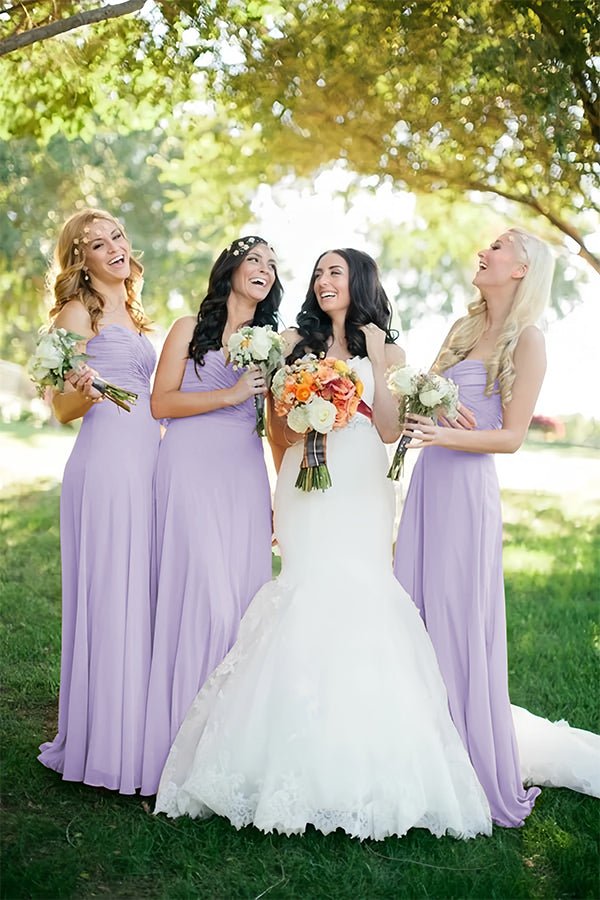 Cheap Sweetheart Orange Chiffon Long Bridesmaid Dresses Online