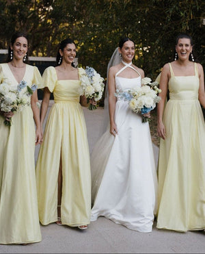 Chic A - Line Daffodi Long Bridesmaid Dresses - KissProm
