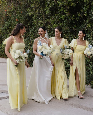 Chic A - Line Daffodi Long Bridesmaid Dresses - KissProm