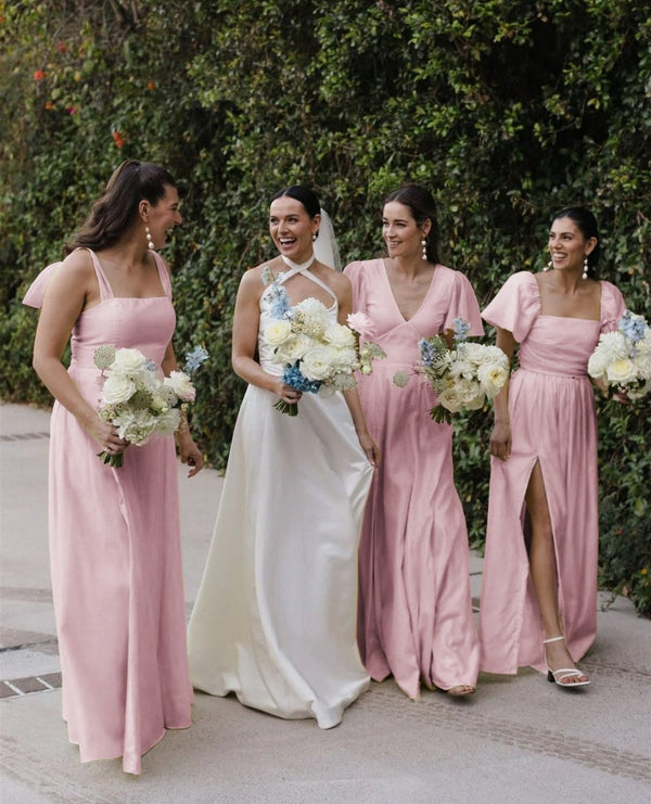 Chic A - Line Daffodi Long Bridesmaid Dresses - KissProm