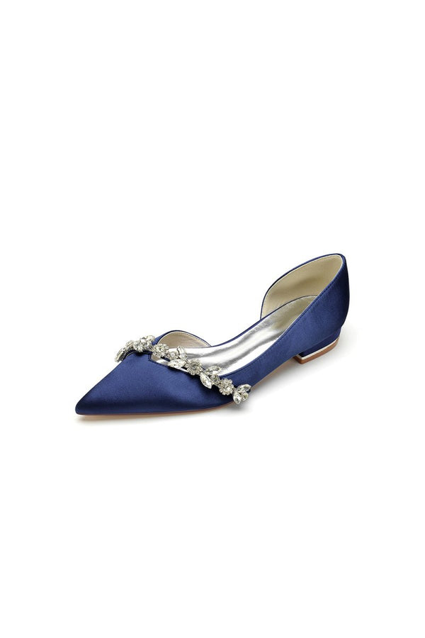 Chic Rhinestone Pointed Toe Kitten Heels - KissProm