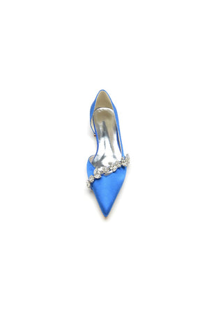 Chic Rhinestone Pointed Toe Kitten Heels - KissProm