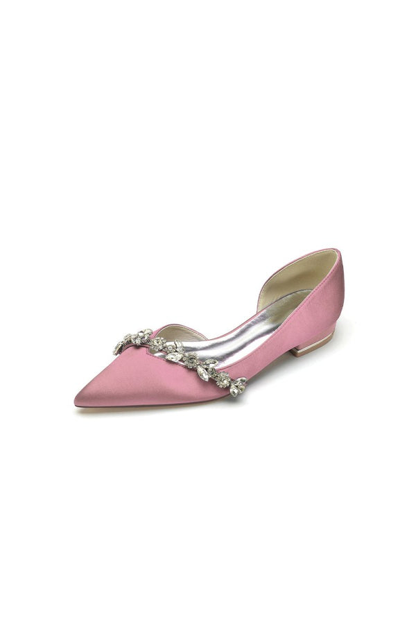 Chic Rhinestone Pointed Toe Kitten Heels - KissProm