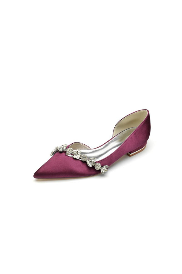 Chic Rhinestone Pointed Toe Kitten Heels - KissProm