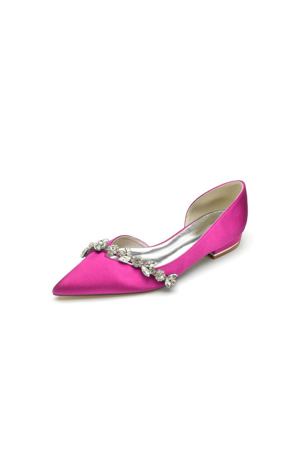 Chic Rhinestone Pointed Toe Kitten Heels - KissProm