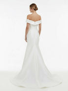 Chic Satin Off the Shoulder Sleeveless Sweep - Train Bridal Dress - KissProm