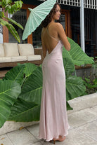 Hero | Pink - Spaghetti Straps Satin Sheath Backless Long Prom Dresses - KissProm