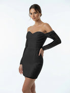 Aelia | Chic Short Sequined Backless Wedding Dress With Long Detachable Sleeves - KissProm