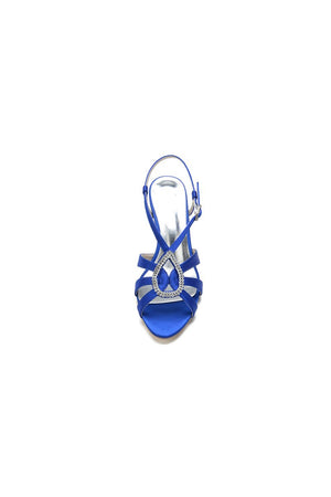 Chic Blue Silk Sandals Featuring Decorative Metal Ring - KissProm