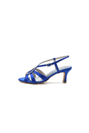 Chic Blue Silk Sandals Featuring Decorative Metal Ring - KissProm