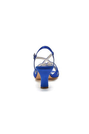 Chic Blue Silk Sandals Featuring Decorative Metal Ring - KissProm