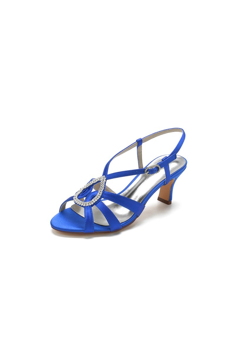 Chic Blue Silk Sandals Featuring Decorative Metal Ring - KissProm