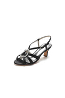 Chic Blue Silk Sandals Featuring Decorative Metal Ring - KissProm