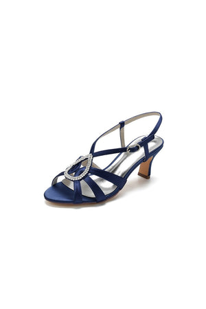 Chic Blue Silk Sandals Featuring Decorative Metal Ring - KissProm