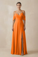 Chiffon A - Line Long Bridesmaid Dress in Cinnamon - KissProm Bridesmaid Dresses